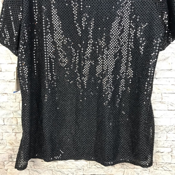 NOTATIONS NWT SIZE 1X BLOUSE-SHORT SLEEVE-SEQUINS - Picture 8 of 16